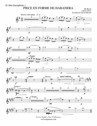 Piece en Forme de Habanera (Soloist and Concert Band): E-flat Alto Saxophone