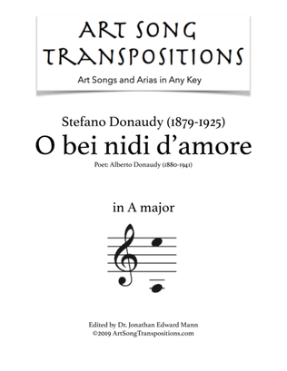 Book cover for DONAUDY: O bei nidi d'amore (transposed to A major)