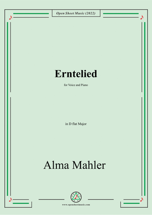 Book cover for Alma Mahler-Erntelied,in D flat Major,for Voice and Piano