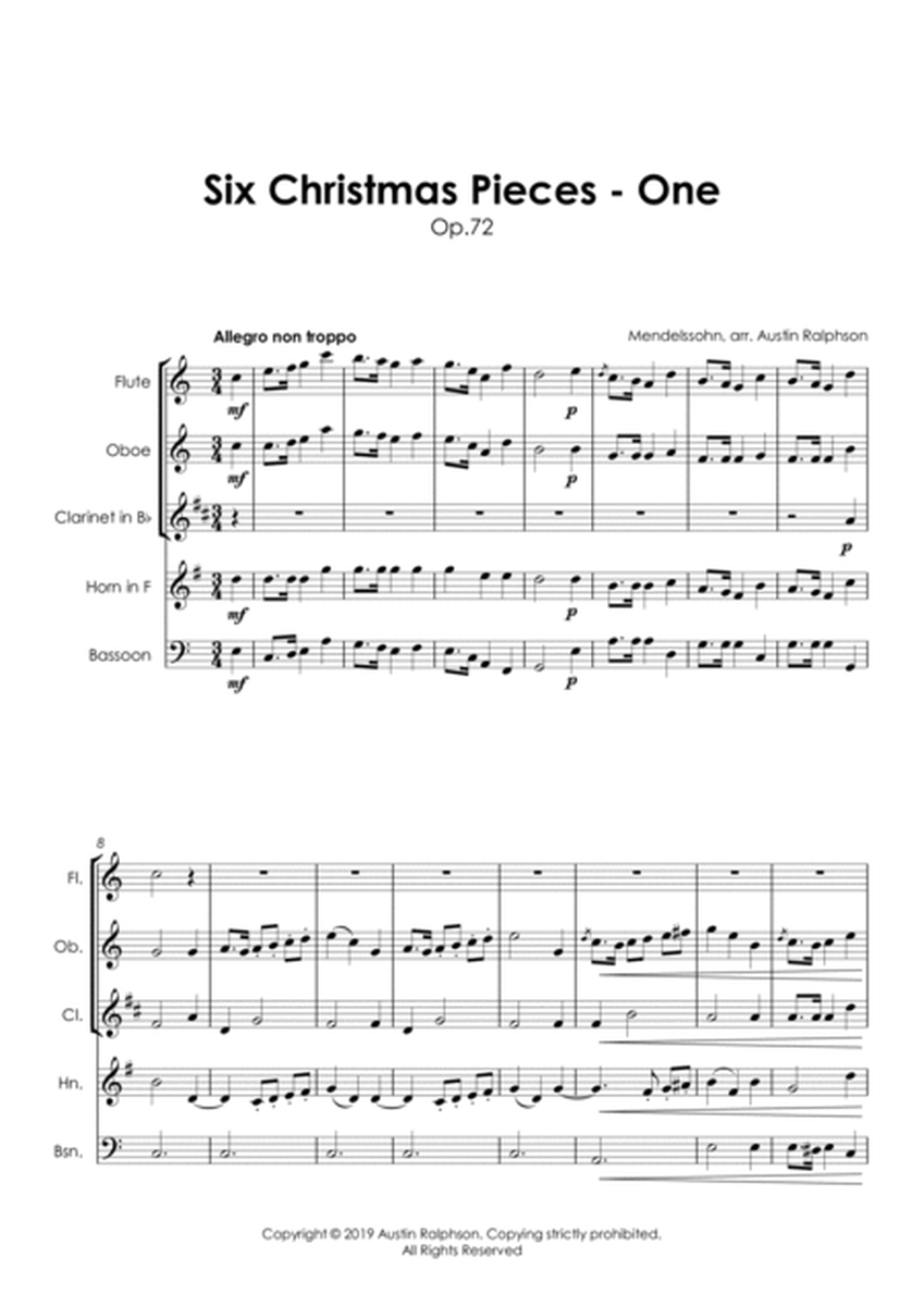 Six Christmas Pieces (Sechs Kinderstücke für das Pianoforte) Op.72: Number 1 of 6 - wind quintet image number null