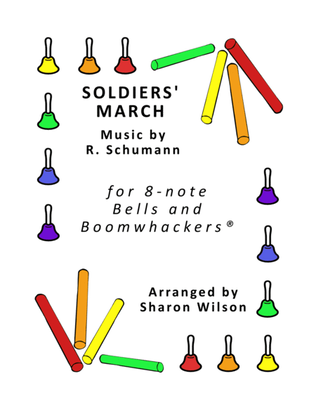 Book cover for Soldiers' March for 8-note Bells and Boomwhackers® (with Black and White Notes)