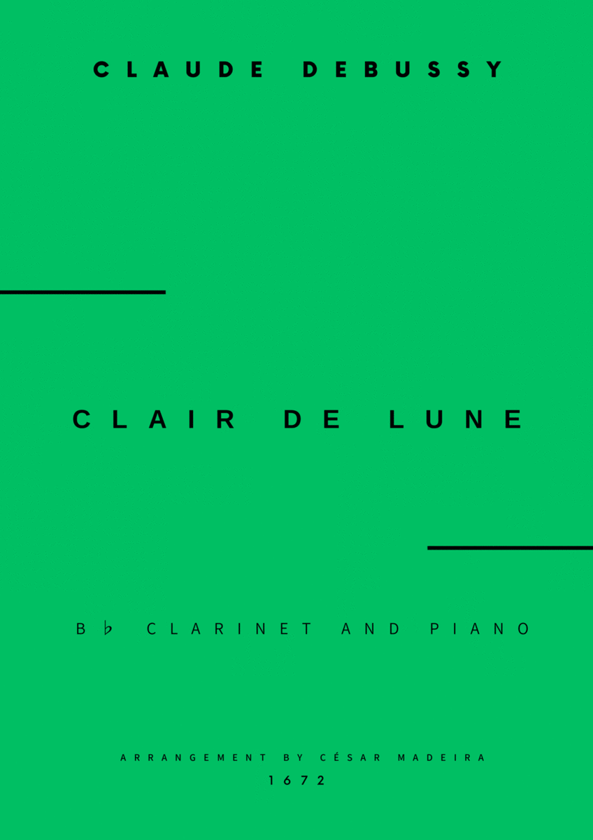 Clair de Lune by Debussy - Bb Clarinet and Piano (Full Score and Parts) image number null