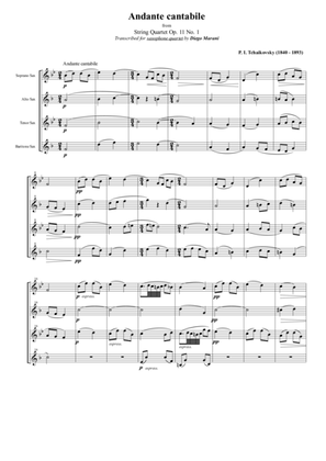Book cover for Andante Cantabile for Saxophone Quartet (SATB)