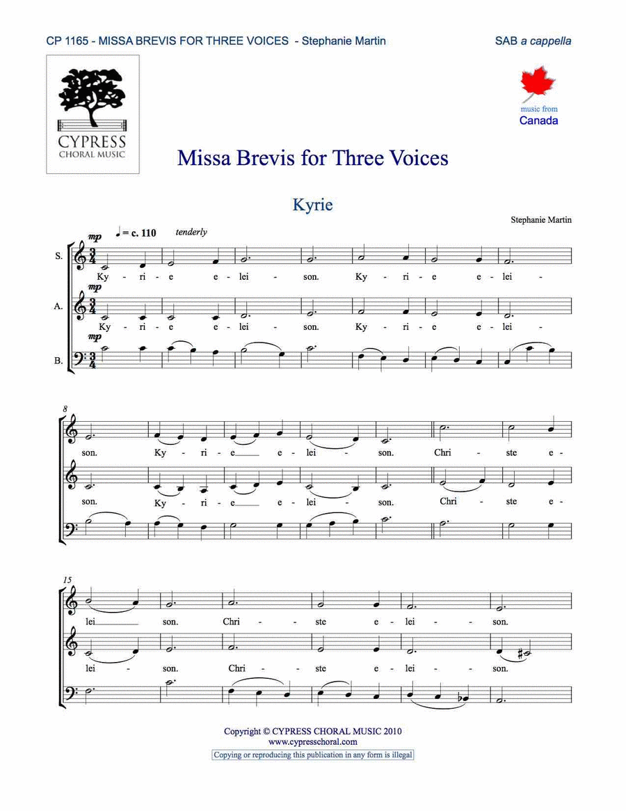 Missa Brevis for Three Voices image number null