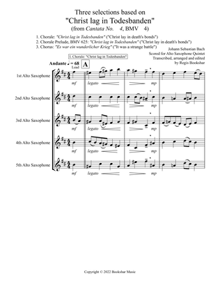 Three selections based on "Christ lag in Todesbanden" (Alto Saxophone Quintet)