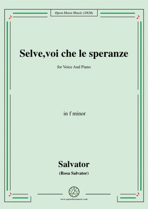 Book cover for Rosa-Selve,voi che le speranze,in f minor,for Voice and Piano