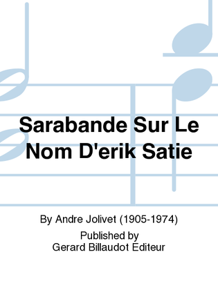 Book cover for Sarabande Sur Le Nom D'Erik Satie