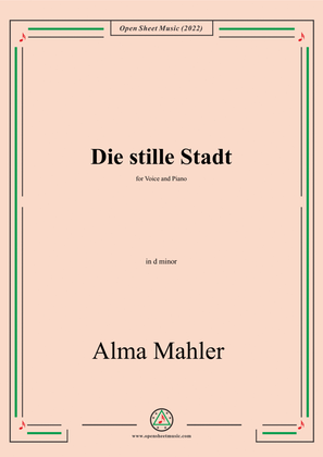 Book cover for Alma Mahler-Die stille Stadt,in d minor,for Voice and Piano