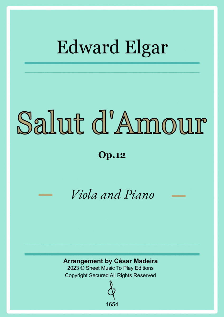 Salut d'Amour by Elgar - Viola and Piano (Full Score and Parts) image number null