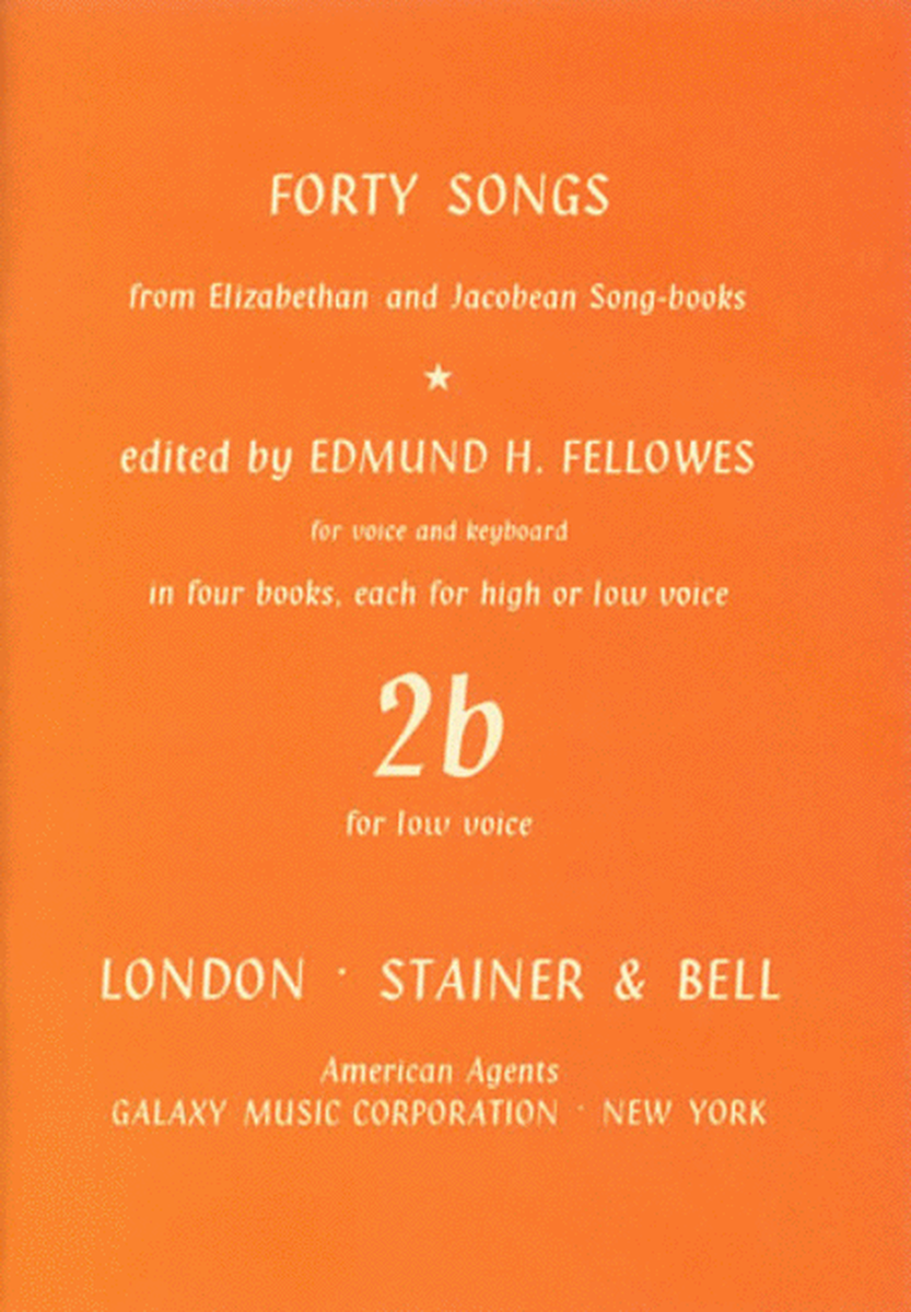 Elizabethan and Jacobean Song books, Forty Songs from. Book 2. Low voice