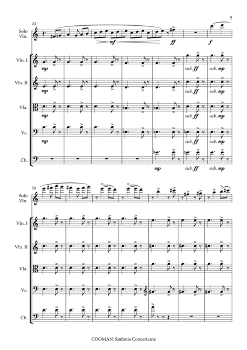 Carson Cooman: Sinfonia Concertante for solo violin and string orchestra: score plus solo part only