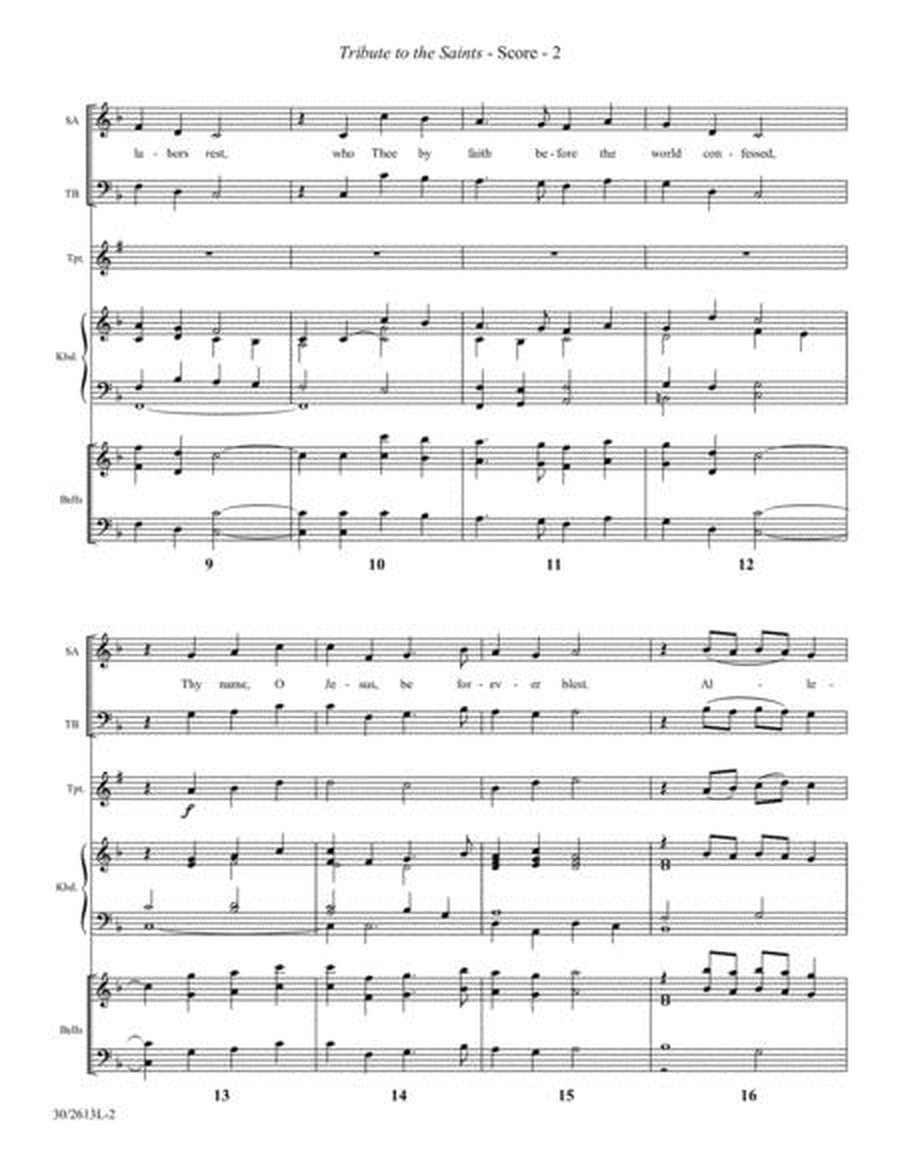 Tribute to the Saints - Trumpet and Handbells Score and Parts