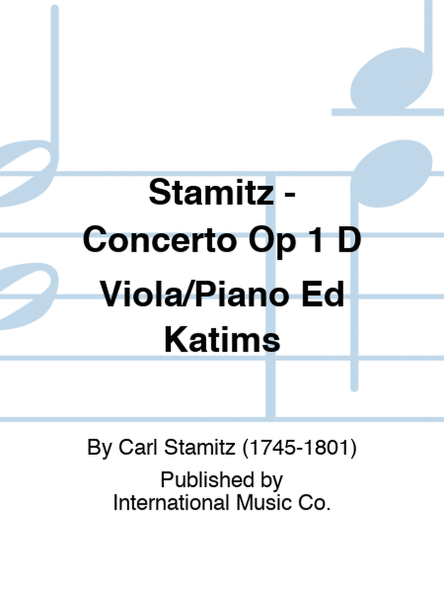 Stamitz - Concerto Op 1 D Viola/Piano Ed Katims