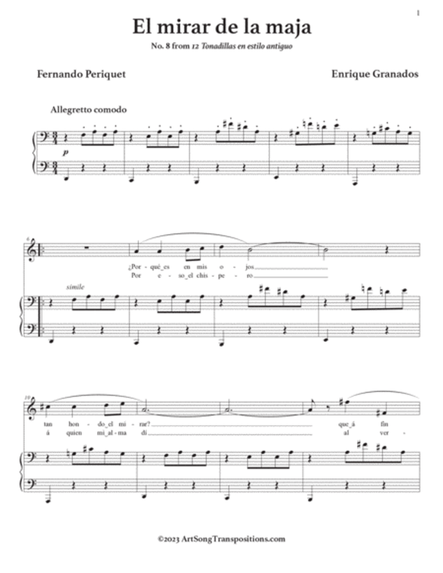 GRANADOS: El mirar de la maja (transposed to 8 keys: A, A-flat, G, F-sharp, F, E, E-flat, D minor)