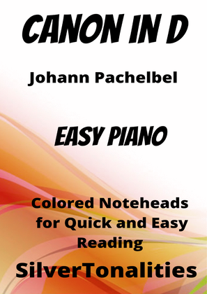 Book cover for Canon in D Easy Piano Sheet Music with Colored Notation