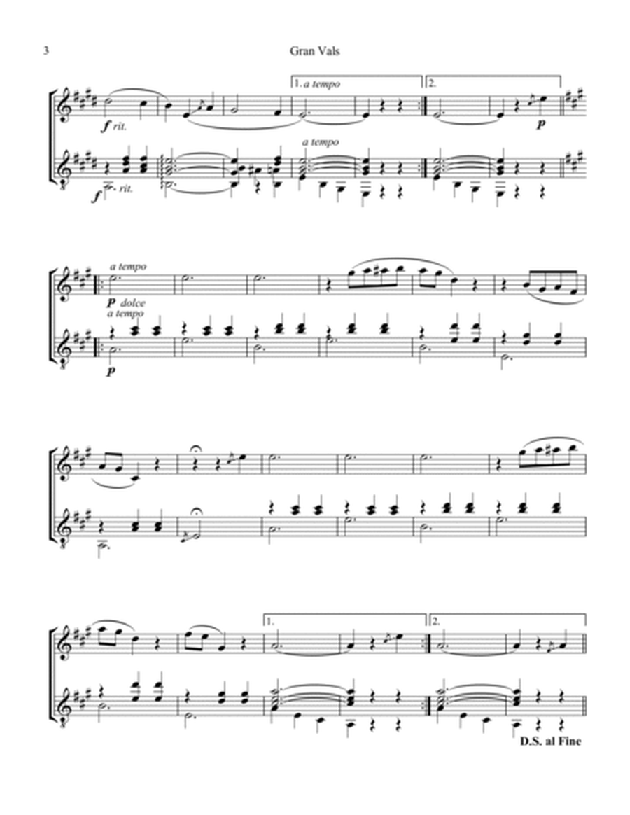 Gran Vals / Gand Waltz for violin (flute) and guitar (D major) image number null