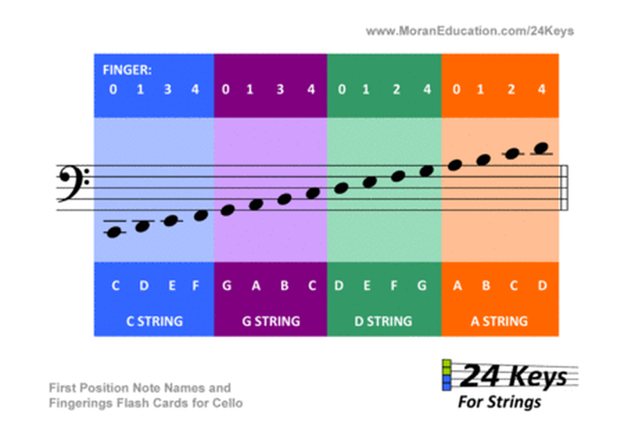 Cello First Position Flash Cards