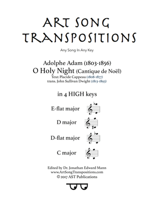 Book cover for ADAM: O Holy night (in 4 high keys: E-flat, D, D-flat, C major)