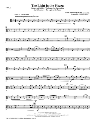 The Light In The Piazza (Choral Highlights) (arr. John Purifoy) - Viola