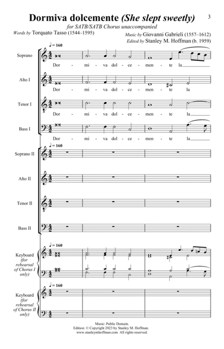 Dormiva dolcemente - Version for SATB/SATB Chorus unaccompanied image number null