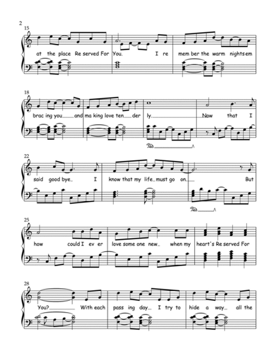 Reserved for You - Sheet music for title song from the Reserved for You Collection image number null