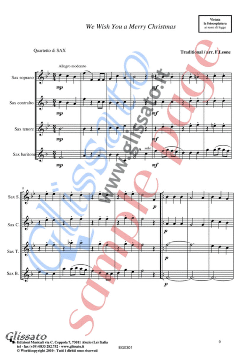 Stelle di Natale (Christmas stars) 6 tunes for Saxophone Quartet satb/aatb (score & parts) image number null
