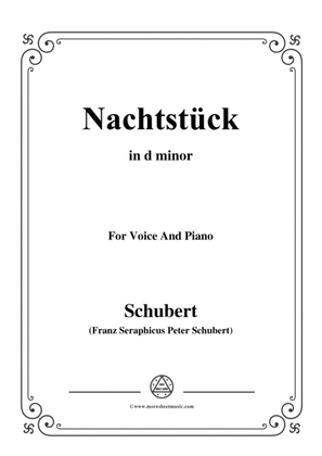 Book cover for Schubert-Nachtstück,Op.36 No.2,in d minor,for Voice&Piano