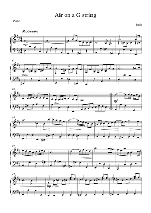 Book cover for Air on a G string - Johann Sebastian Bach (Piano Solo)