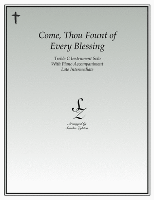 Book cover for Come, Thou Fount of Every Blessing (treble C instrument solo)