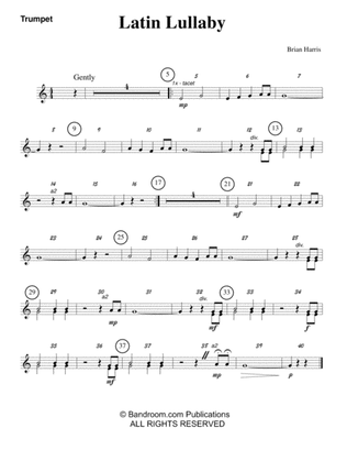 Book cover for LATIN LULLABY (beginner concert band - very easy - score, parts, and license to photocopy)