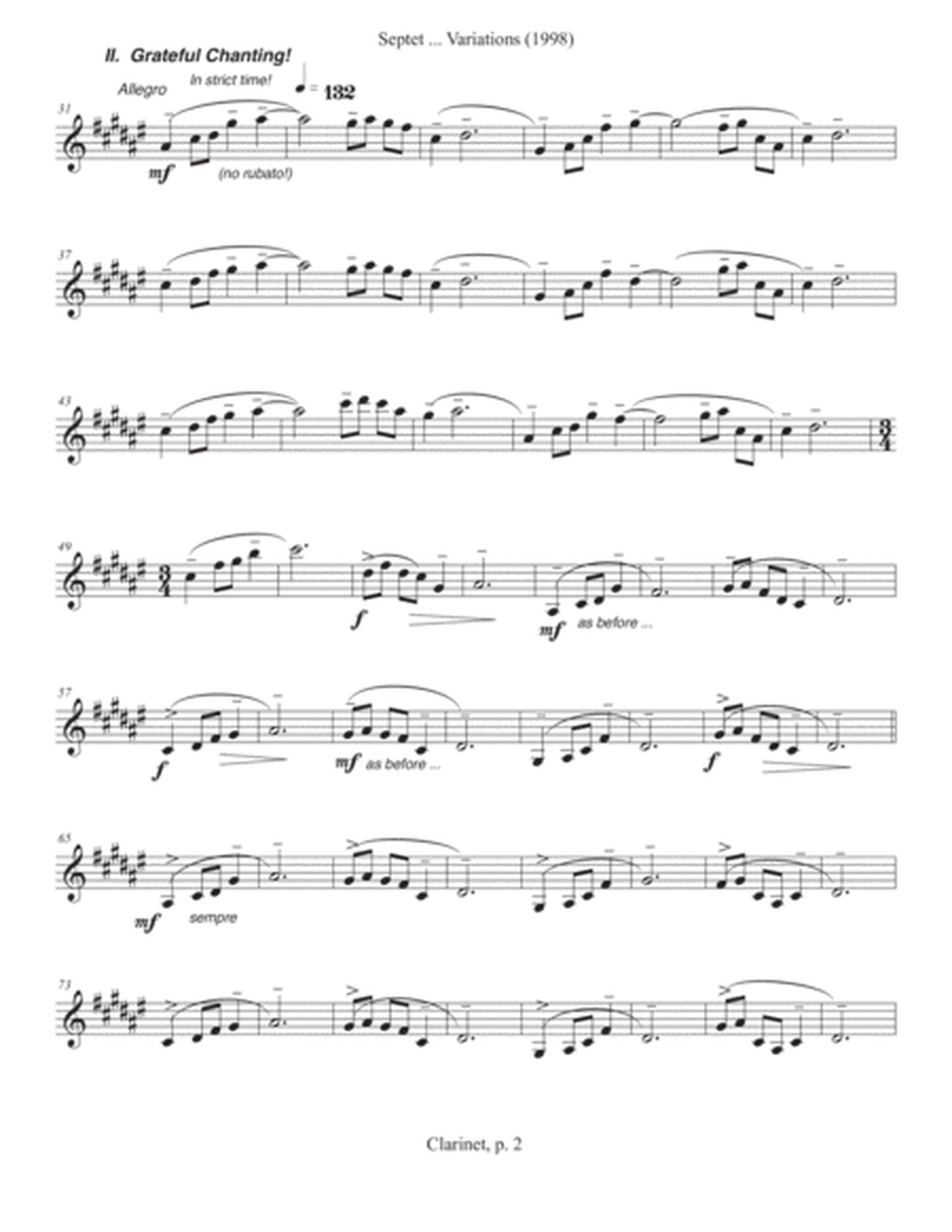 Septet, opus 77 ... Variations on a Shaker Tune (1998) clarinet part