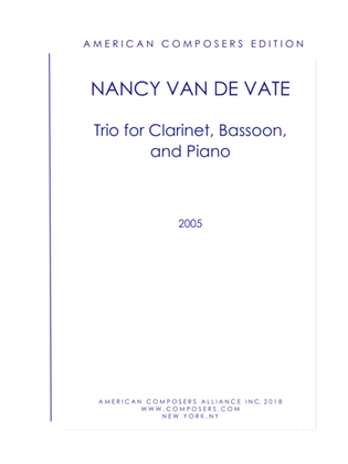 Book cover for [Van de Vate] Trio for Clarinet, Bassoon, and Piano