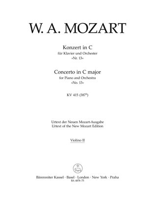 Concerto for Piano and Orchestra, No. 13 C major, KV 415 (387b)