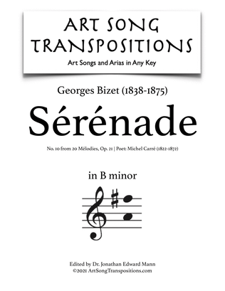 Book cover for BIZET: Sérénade, Op. 21 no. 10 (transposed to B minor)