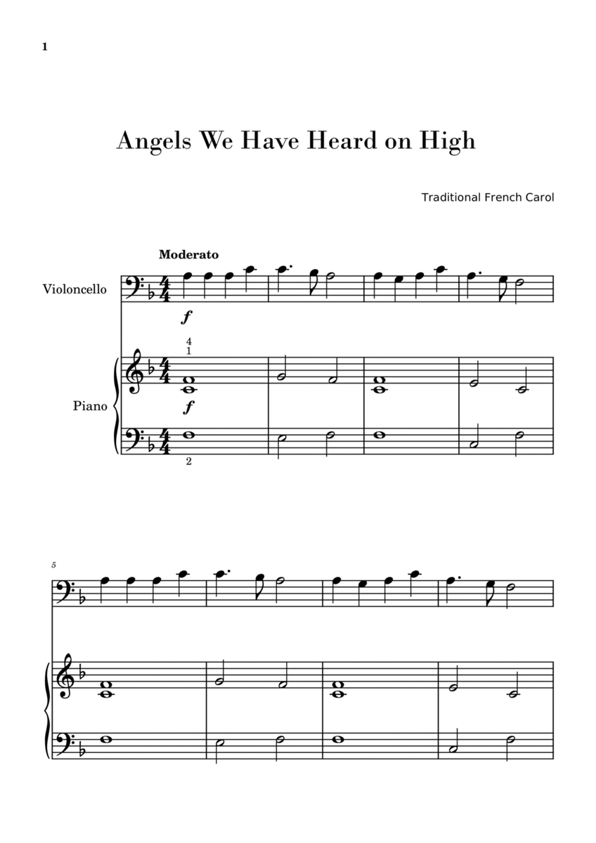 Angels We Have Heard on High (for Cello and Piano Beginners) image number null
