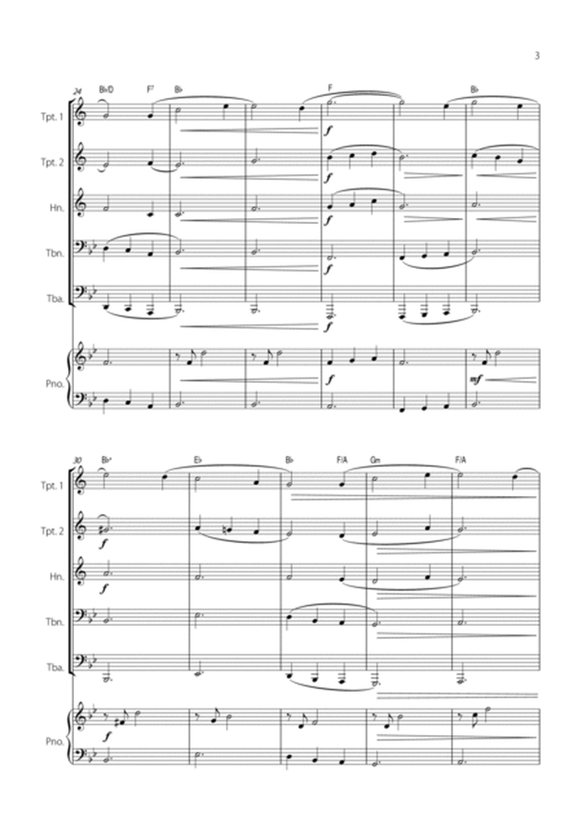 "Amazing Grace" - Beautiful EASY version for BRASS QUINTET and PIANO. image number null