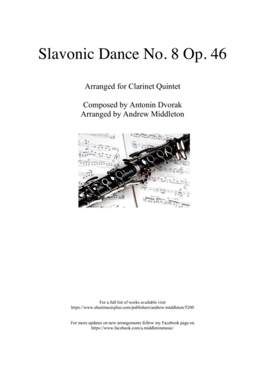 Slavonic Dance No. 8 Op. 46 arranged for Clarinet Quintet