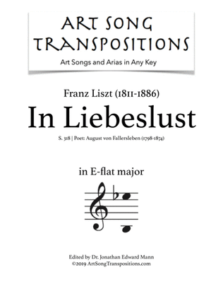 Book cover for LISZT: In Liebeslust, S. 318 (transposed to E-flat major)