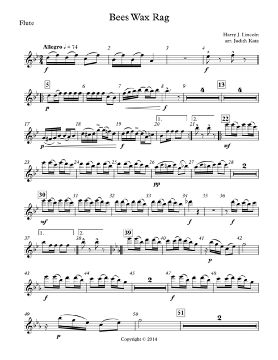 Bees Wax Rag - for woodwind quintet - Parts