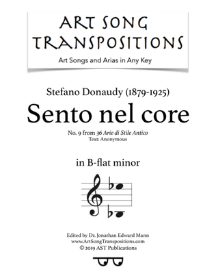 Book cover for DONAUDY: Sento nel core (transposed to B-flat minor)
