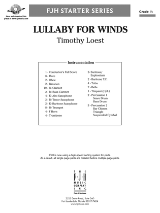 Book cover for Lullaby for Winds: Score