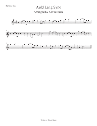 Book cover for Auld Lang Syne (Easy key of C) Bari Sax