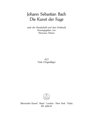 Book cover for The Art of Fugue, BWV 1080