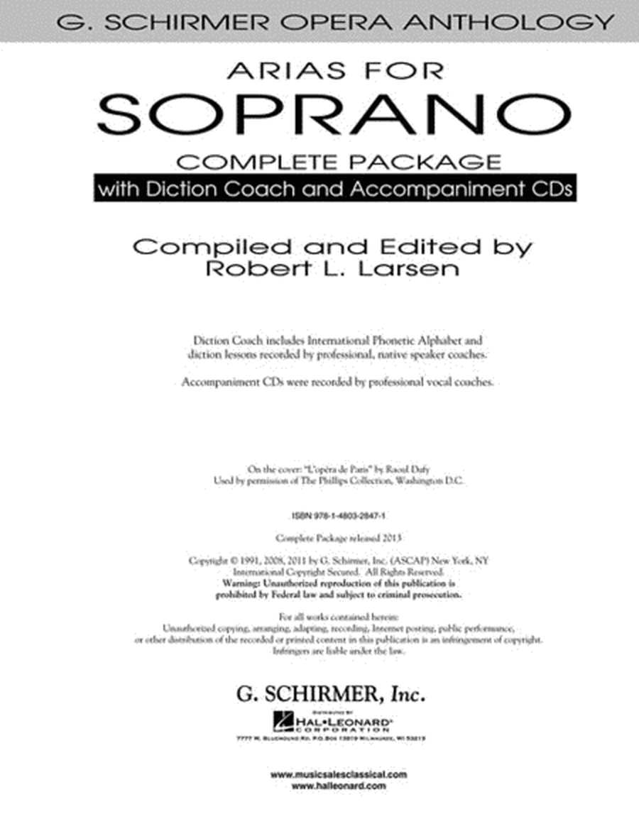 Arias for Soprano - Complete Package image number null