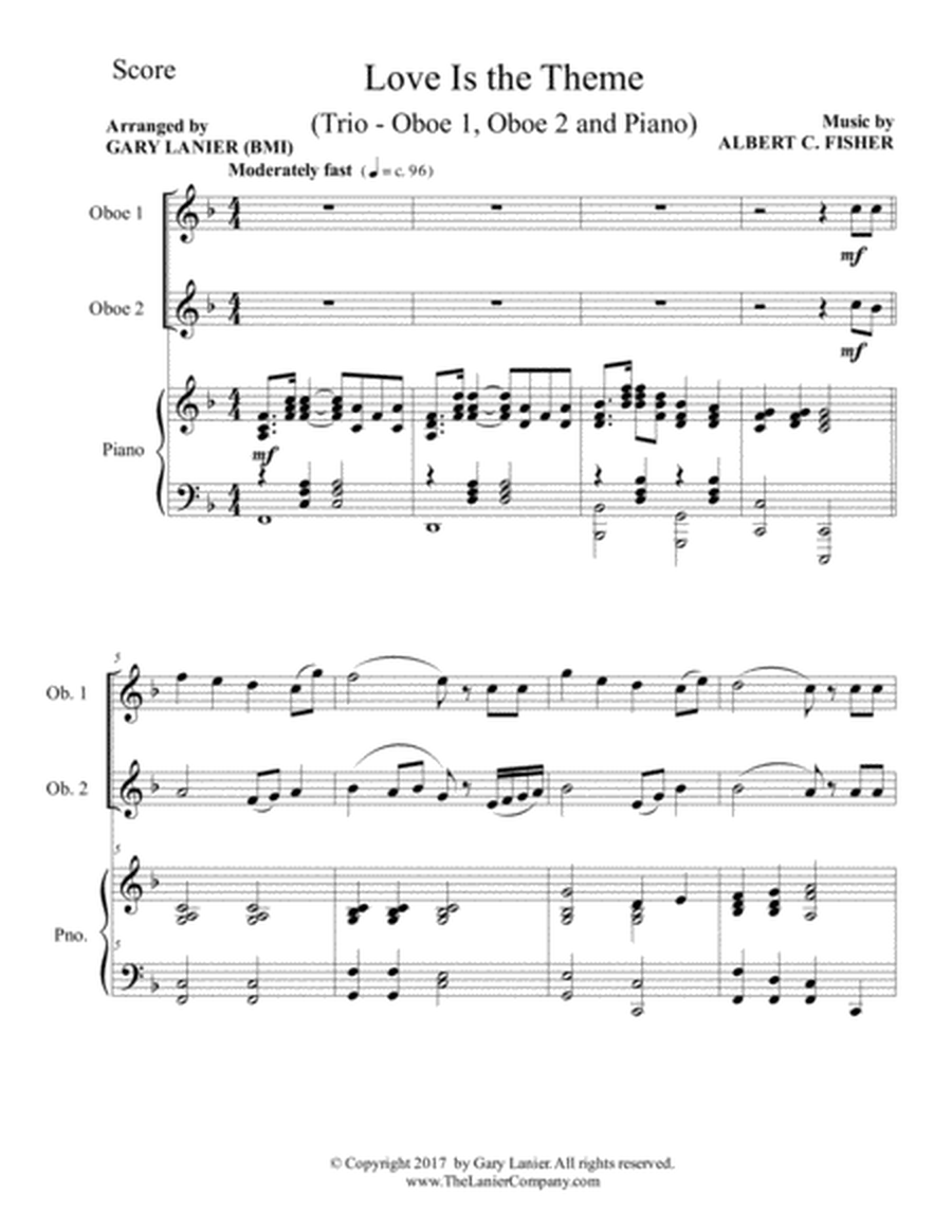 LOVE IS THE THEME (Trio – Oboe 1, Oboe 2 & Piano with Score/Part) image number null