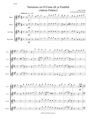 Variations on O Come all ye faithful (Adeste fideles) for flute quartet