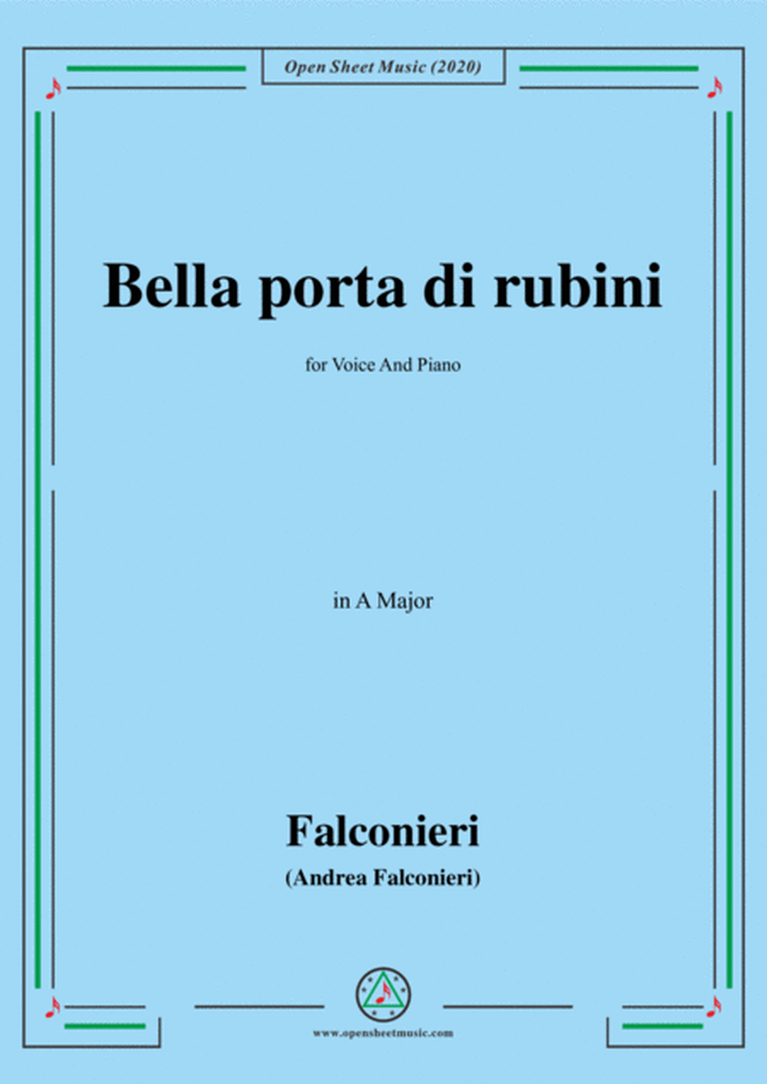 Falconieri-Bella porta di rubini,in A Major,for Voice and Piano
