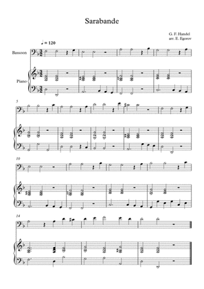 Sarabande, George Frideric Handel, For Bassoon & Piano