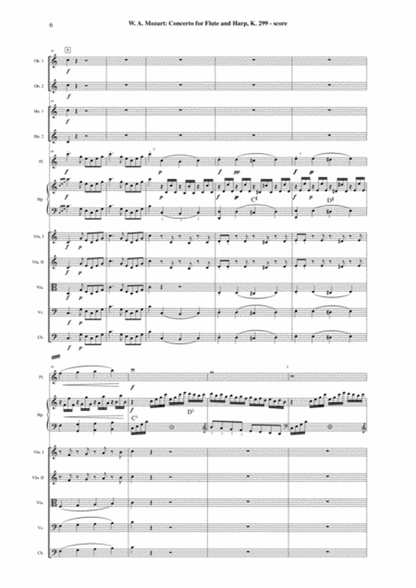 Wolfgang Amadeus Mozart: Concerto for flute and harp, K. 299, orchestral score and complete parts