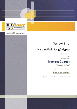 Book cover for Yellow Bird - Haitian Folk Song - Calypso - Trumpet Quartet